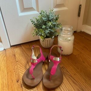 Michael Kors Fuchsia Sandals with Silver Accents